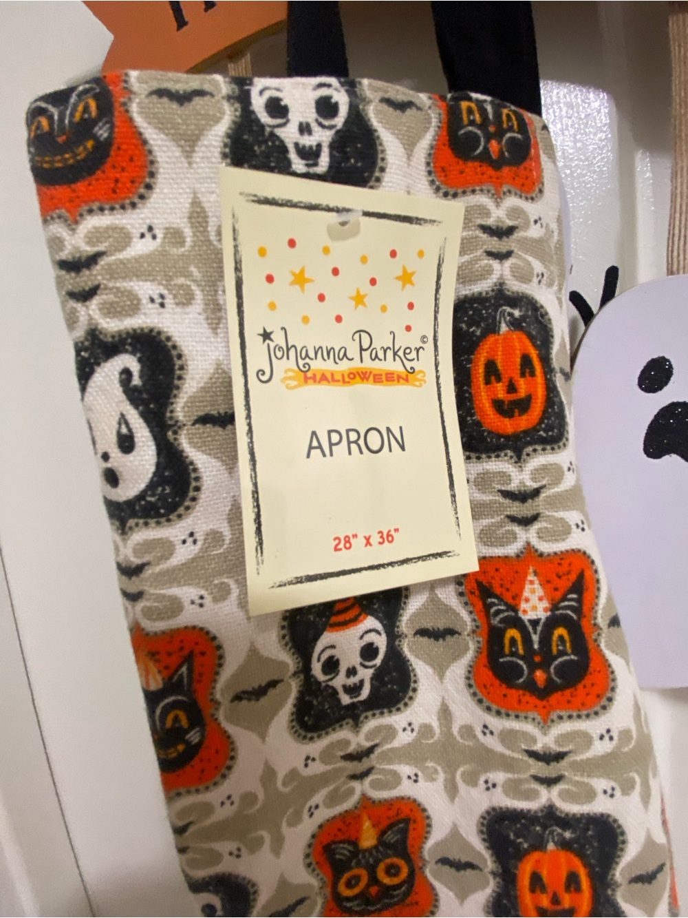 Johanna Parker Halloween Apron - Orange, Black, Cream